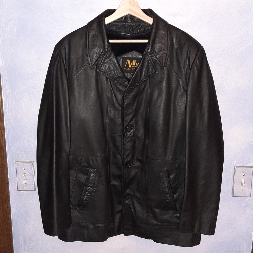 Vintage leather pea coat by Adler